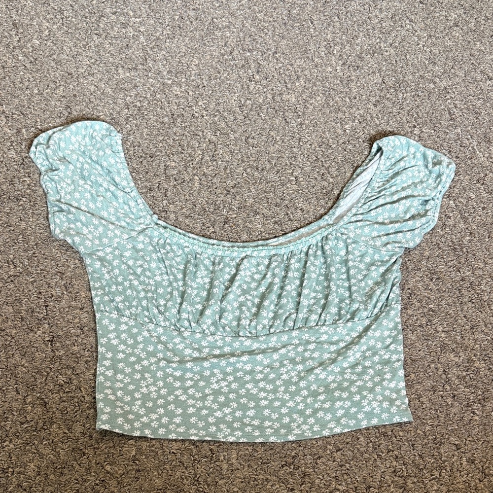 Pacsun Floral Green Women's crop Top
